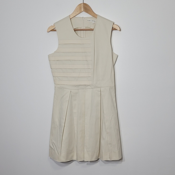 & Others Stories Ivory Cotton Pleated Bottom Pockets Business Zipper Back Sz 40 - Picture 2 of 13